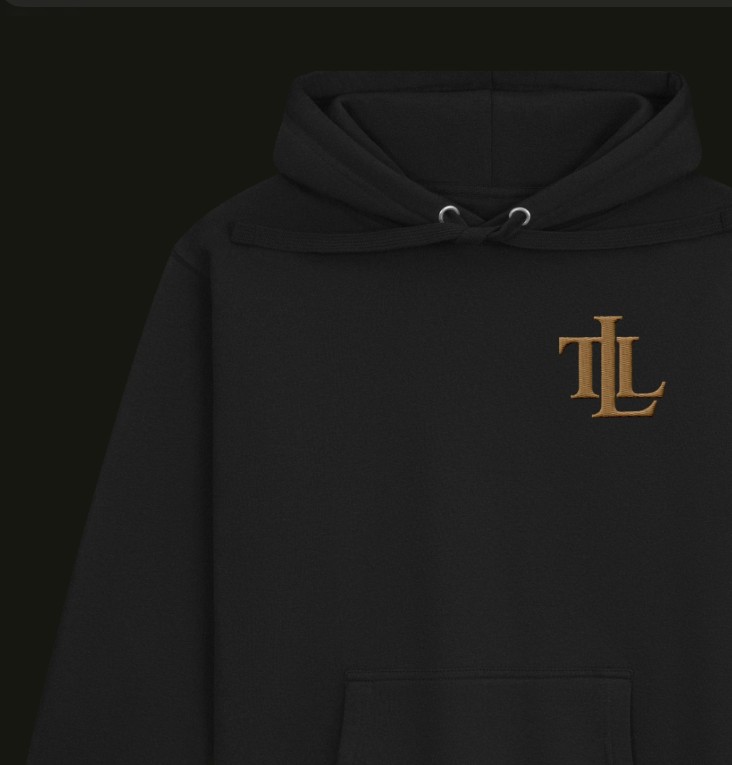 Signature Hoodie in black with gold TLL chest embroidery